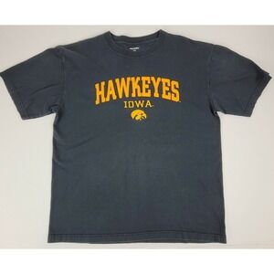 Iowa Hawkeye Embroidered Applique Pro Edge Tee T-shirt Adult Large Navy